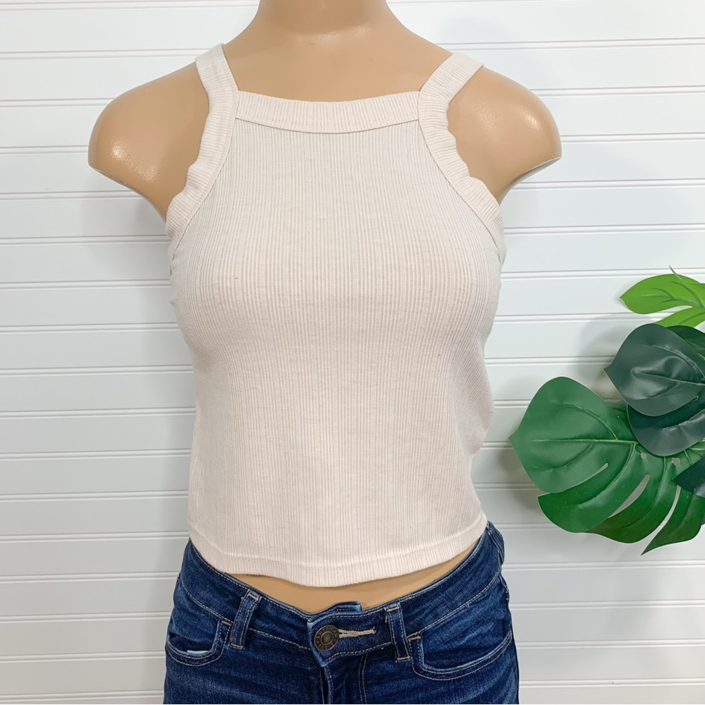 Forever 21 Cream Ribbed Tank Top
